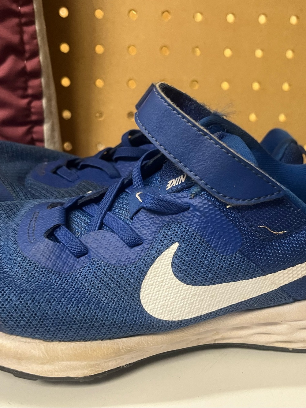 Nike Kids Blue Sneaker with White Swoosh and Velcro Strap